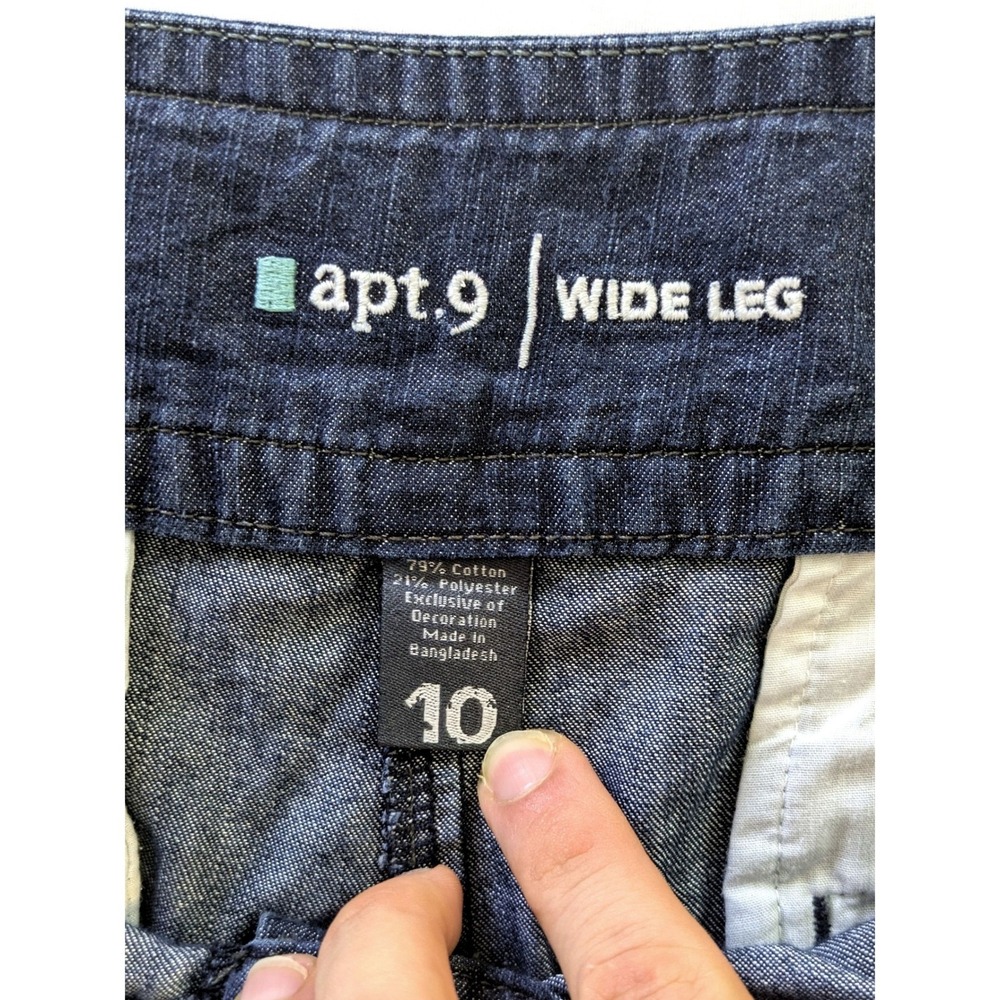 Apt 9 Womens Wide Leg Sailor Jeans Dark Wash Blue Denim Size 10 Nautical Buttons - Picture 4 of 6